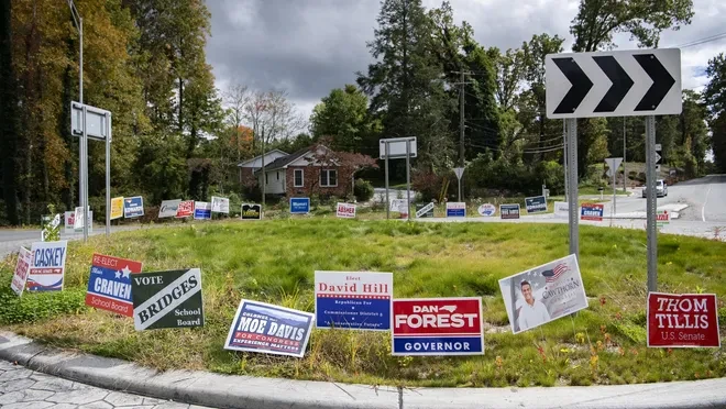 Political campaign yard signs