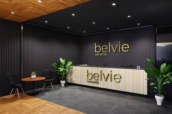 Modern office lobby acrylic signs